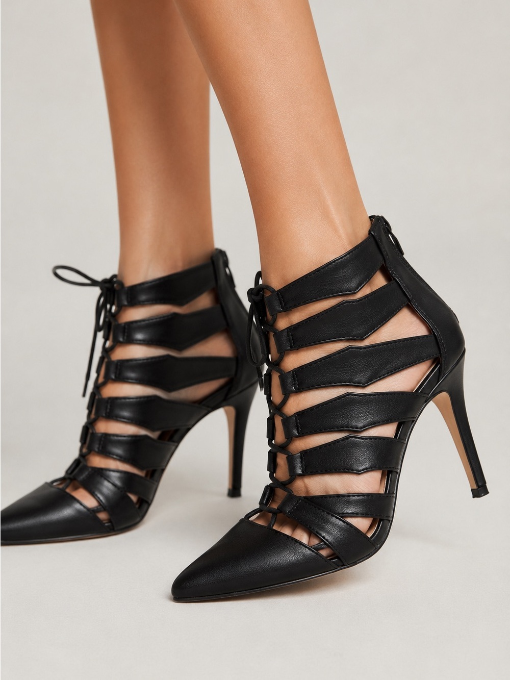 BCBGMAXAZRIA Black Strappy Pointed-Toe High Heel Sandals - Size 5 US
